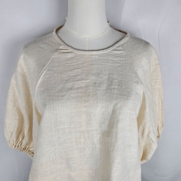 House Of Harlow 1960 Linen Blend Puff Sleeve Top & Shorts Set Size Small Ivory - Picture 6 of 14